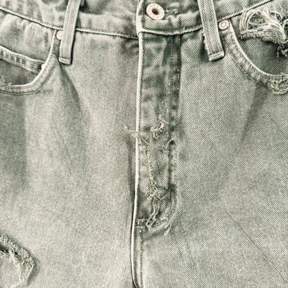 Vintage Guess Cutoff Shorts Green Denim Distressed Destroyed Beach Casual Size 4 - Picture 5 of 14